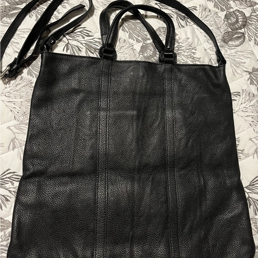 Black Leather Tote Bag